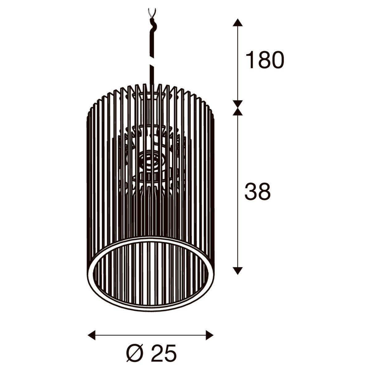 Suspension Bois Naturel Cylindrique