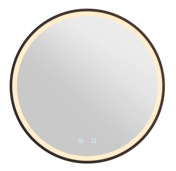 Miroir rond LED rétroéclairé noir mat