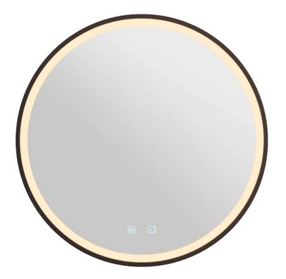 Miroir rond LED rétroéclairé noir mat