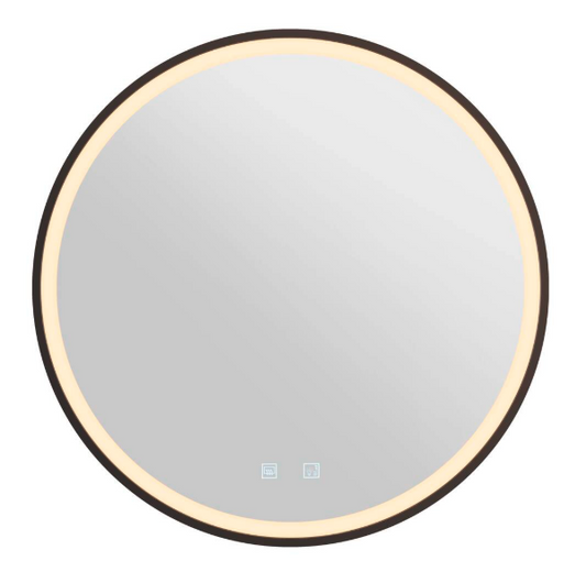 Miroir rond LED rétroéclairé noir mat