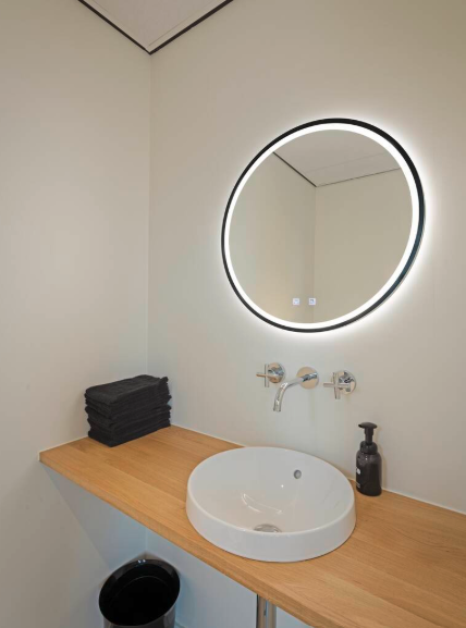 Miroir rond LED rétroéclairé noir mat
