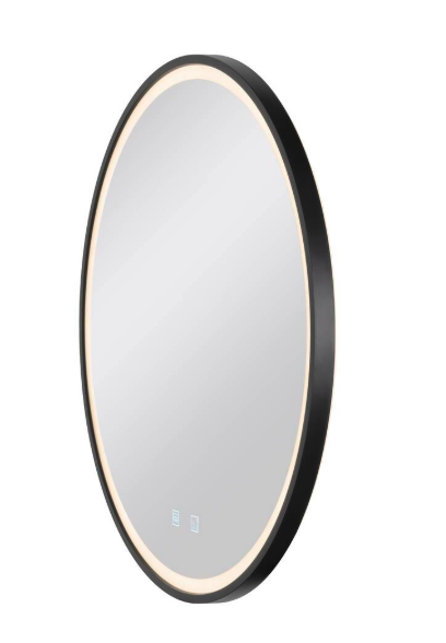 Miroir rond LED rétroéclairé noir mat