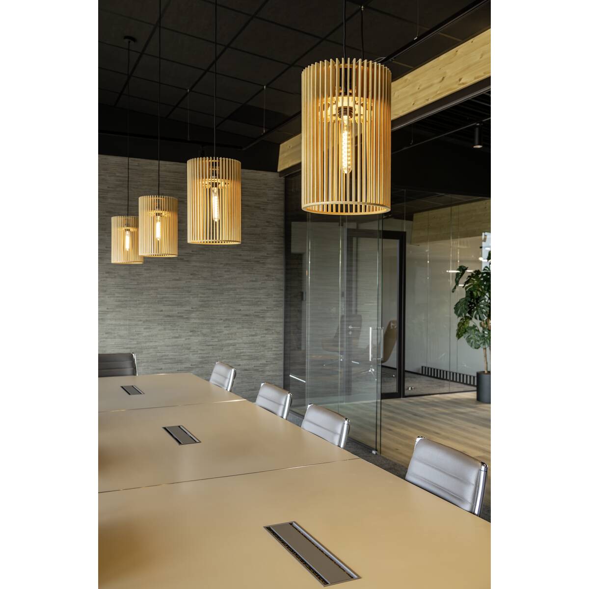 Suspension Bois Naturel Cylindrique