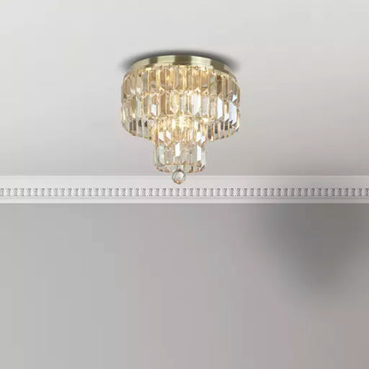 Plafonnier Empire 4 Lumières Laiton et Cristal Champagne - vue 4