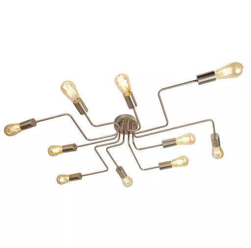 Plafonnier Circuit 10 Lumières Argent Satiné