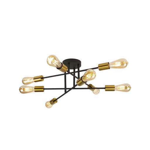Plafonnier Armstrong noir laiton satine 8 lumieres