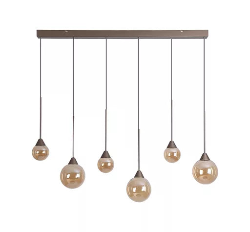 Suspension Opus Lux bronze - vue detail globes ambre