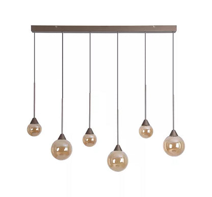 Suspension Opus Lux bronze - vue detail globes ambre