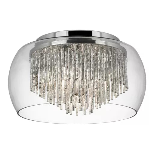 Plafonnier Curva Chrome et Cristal