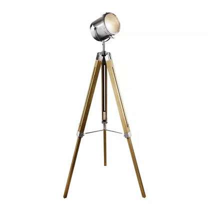 Lampadaire trepied Lux Belle bois naturel chrome
