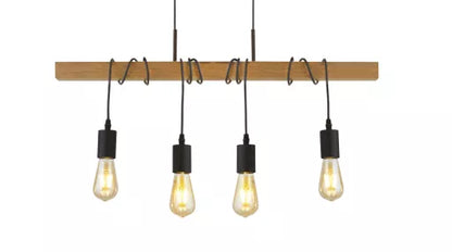 Suspension barre Woody bois naturel et noir
