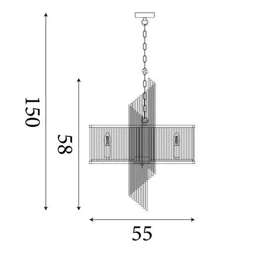 Suspension Lara or 6 lumieres - vue au-dessus d'une table