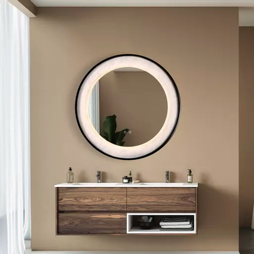 Miroir Luxo noir - vue dans une salle de bain