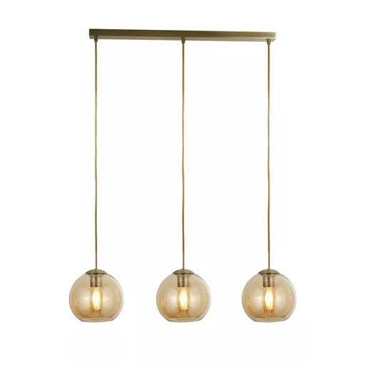 Suspension barre Balls laiton antique ambre