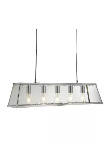 Suspension barre Voyager chrome verre transparent