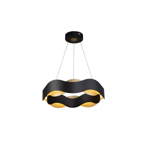 Suspension LED Lux & Belle Noir et Or Craquelé