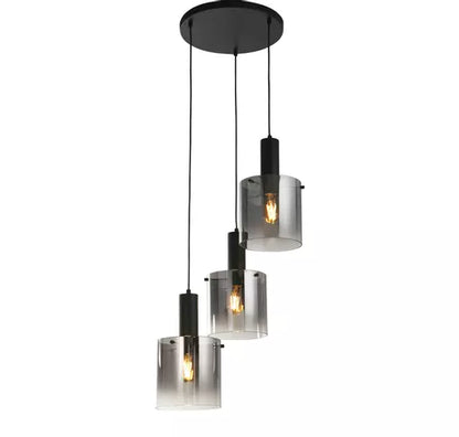 Suspension Sweden noire verre fume 3 lumieres
