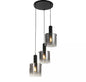 Suspension Sweden noire verre fume 3 lumieres