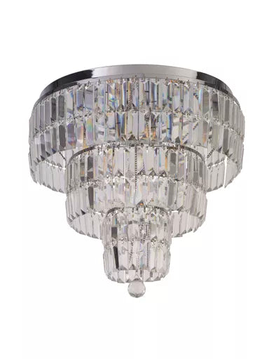 Plafonnier Empire 6 Lumières Chrome et Cristal - vue 2