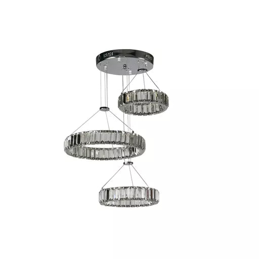 Suspension LED Lux & Belle 3 Niveaux Chrome et Verre - vue 2