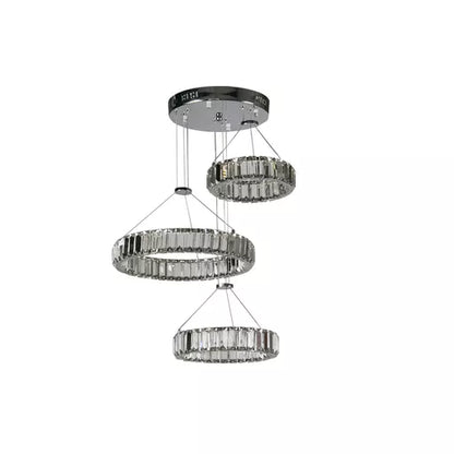 Suspension LED Lux & Belle 3 Niveaux Chrome et Verre - vue 2