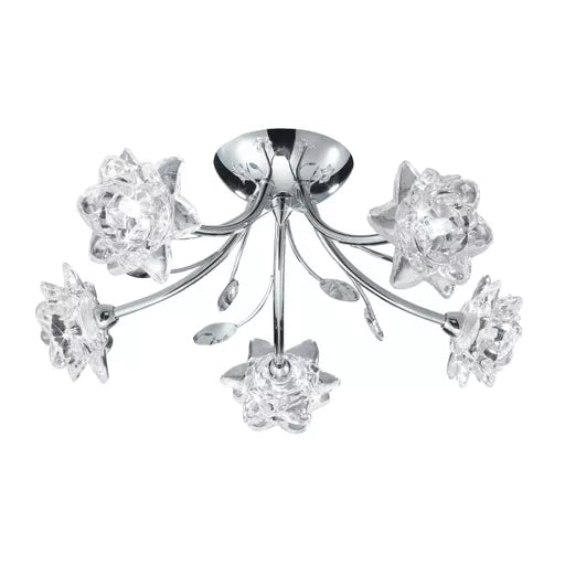Plafonnier Bellis 5 Lumières Chrome et Verre