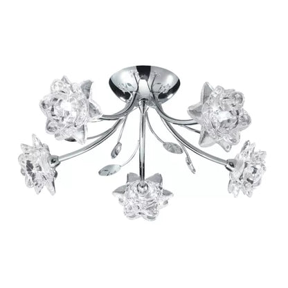Plafonnier Bellis 5 Lumières Chrome et Verre