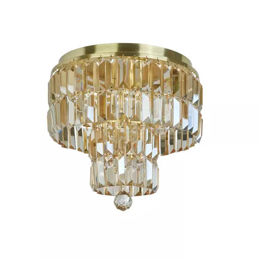 Plafonnier Empire 4 Lumières Laiton et Cristal Champagne - vue 2