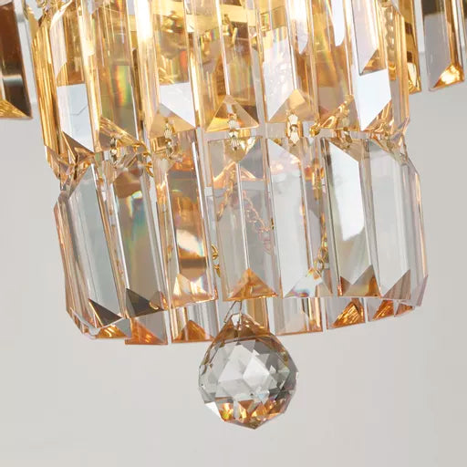 Plafonnier Empire 4 Lumières Laiton et Cristal Champagne - vue 3