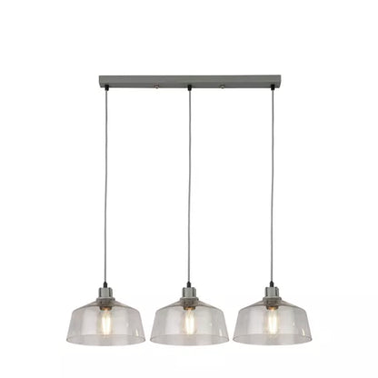 Suspension barre Odeon métal gris et verre