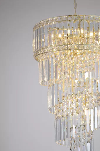 Suspension Lux & Belle 10 Lumières Laiton Satiné et Cristal - vue 3