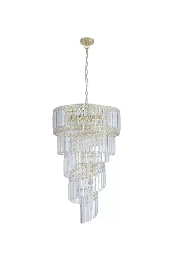 Suspension Lux & Belle 10 Lumières Laiton Satiné et Cristal - vue 2