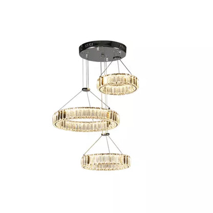 Suspension LED Lux & Belle 3 Niveaux Chrome et Verre