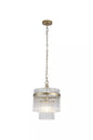 Suspension Lara or avec tiges en verre transparent