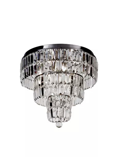Plafonnier Empire 6 Lumières Chrome et Cristal