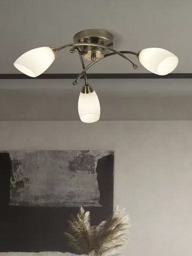 Plafonnier Opera Laiton Vieilli et Verre Opale - vue 4