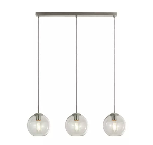 Suspension barre Balls chrome et verre transparent