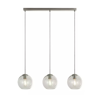 Suspension barre Balls chrome et verre transparent